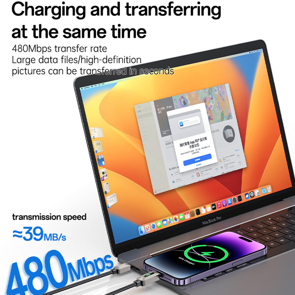 Cablu Yesido (CA199), USB-C la Lightning, 27W, 1.2m, Negru