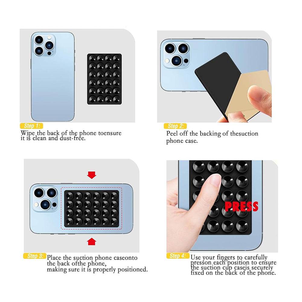 Suport Techsuit Phone (SC-PAD), Suction Pad for Selfies, Silicone, Adhesive Mount, Rectangular Shape, Gri Deschis