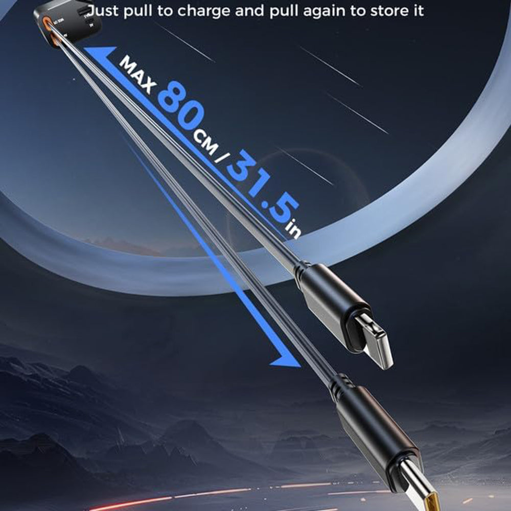 Incarcator Techsuit Premium Car NanoVoltX (C1), with Retractable USB-C, Lightning Cables, USB 2.4A, PD30W, 69W, 180°, Gri