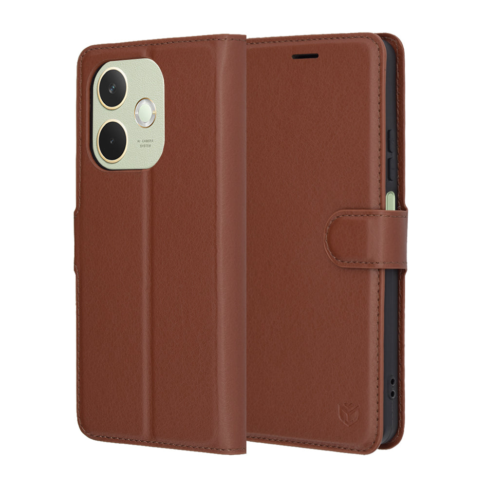 Husa de protectie Techsuit Leather Folio compatibil cu Oppo A5 Pro 4G / A5 Pro 5G, Maro