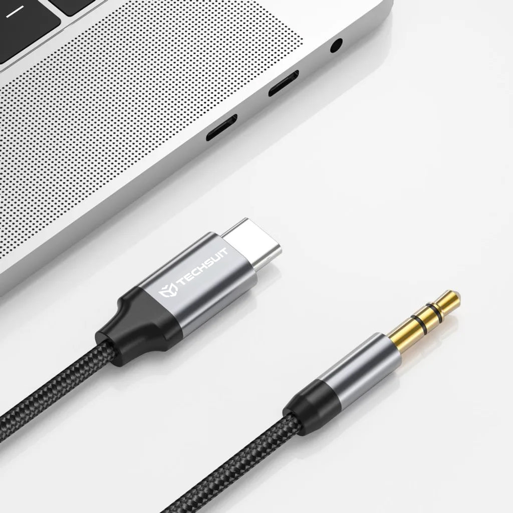 Adaptor Techsuit Premium Cable Adapter FuseXound (AC11), Type-C to 3.5mm Jack, Hi-Fi Quality, DAC Chip, PVC, 0.5m, Gri