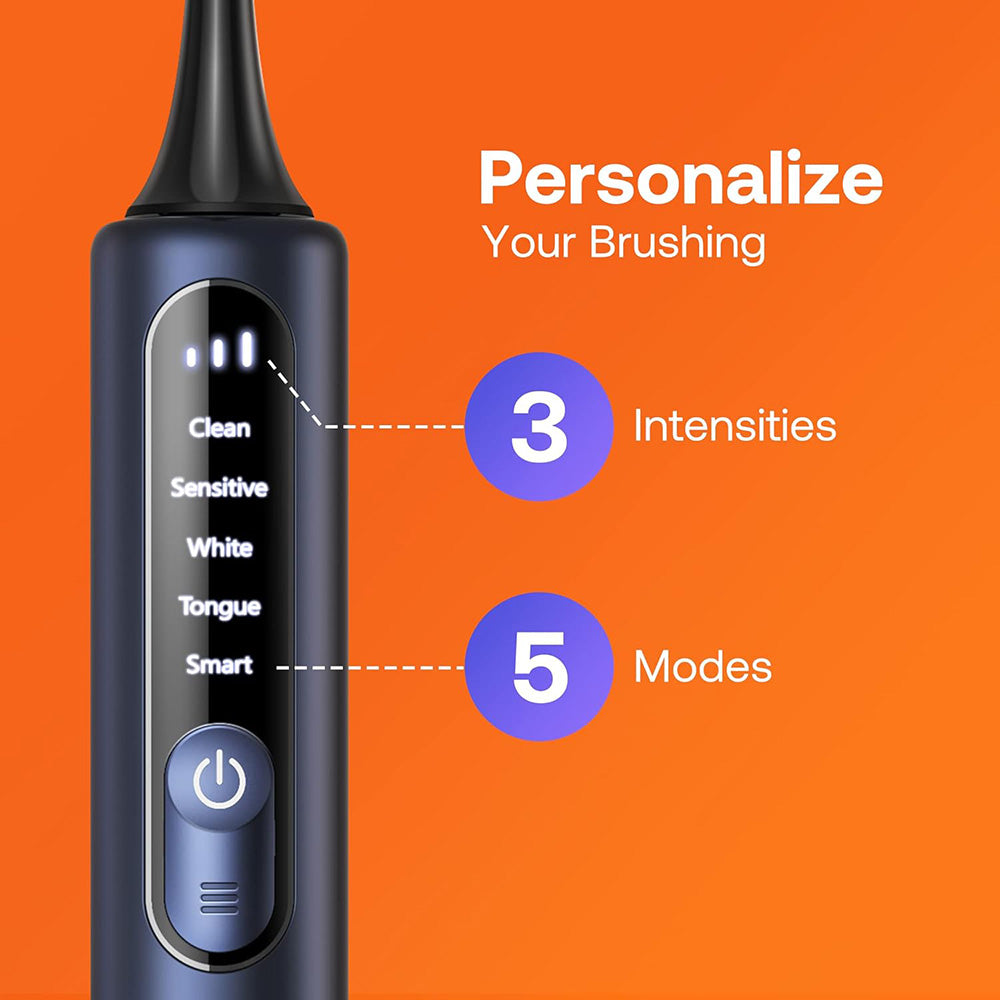 Bitvae Electric Toothbrush (BVS3 Smart), Sonic, 4 Heads with Cover, Case, 5Modes, Timer, Pressure Sensor, App, Night Blue
