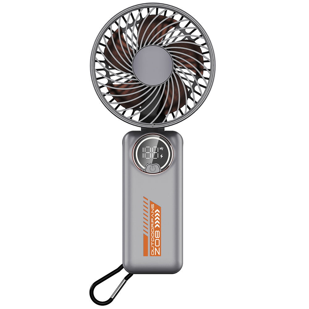Techsuit Premium Mini Hand Fan (Z8), with LED Digital Display, USB-C Rechargeable, 3 Wind Speeds, 2A, 3600mAh, Alb