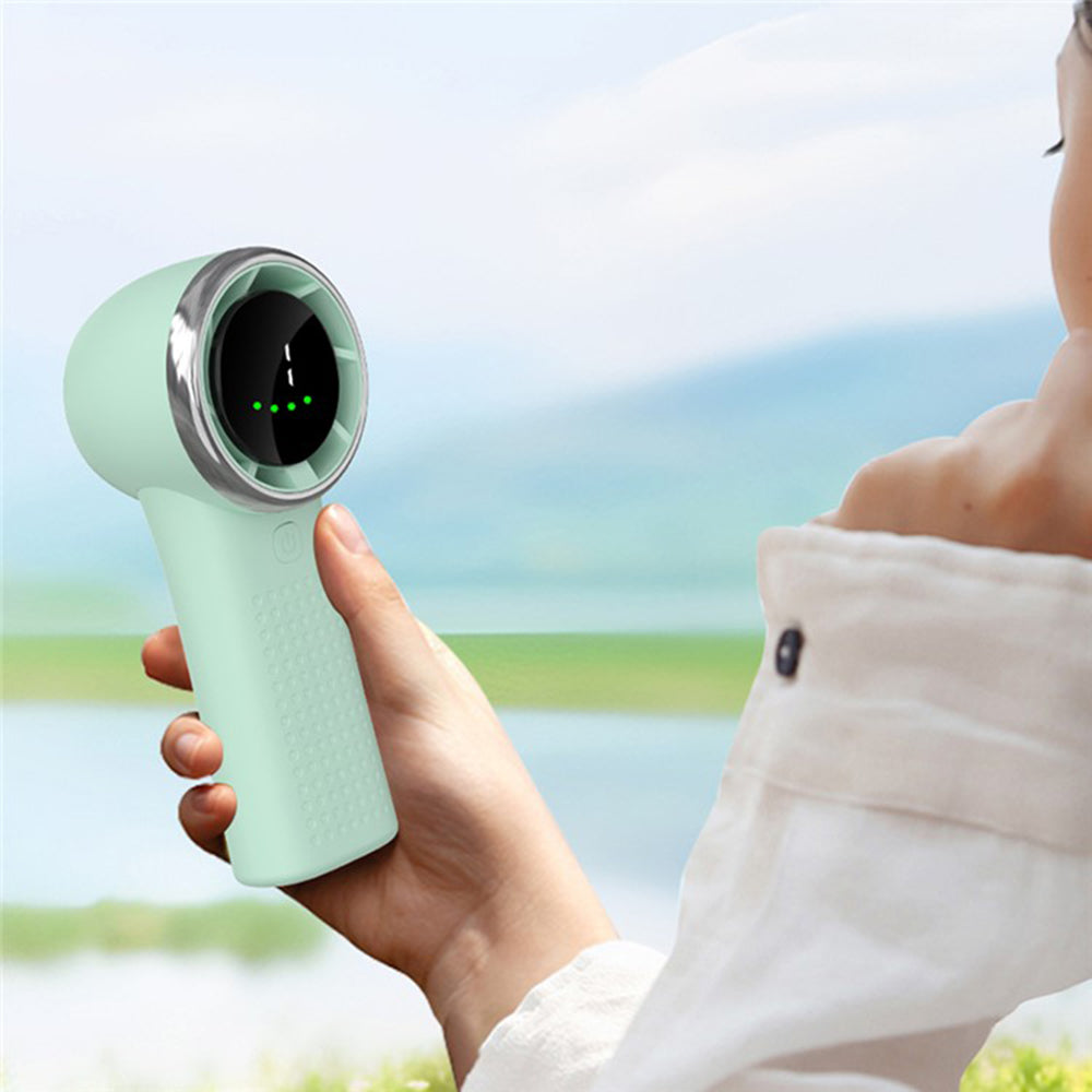 Techsuit Premium Mini Hand Fan (A8), with LED Digital Display, USB-C Rechargeable, 5 Wind Speeds, 3600mAh, Alb