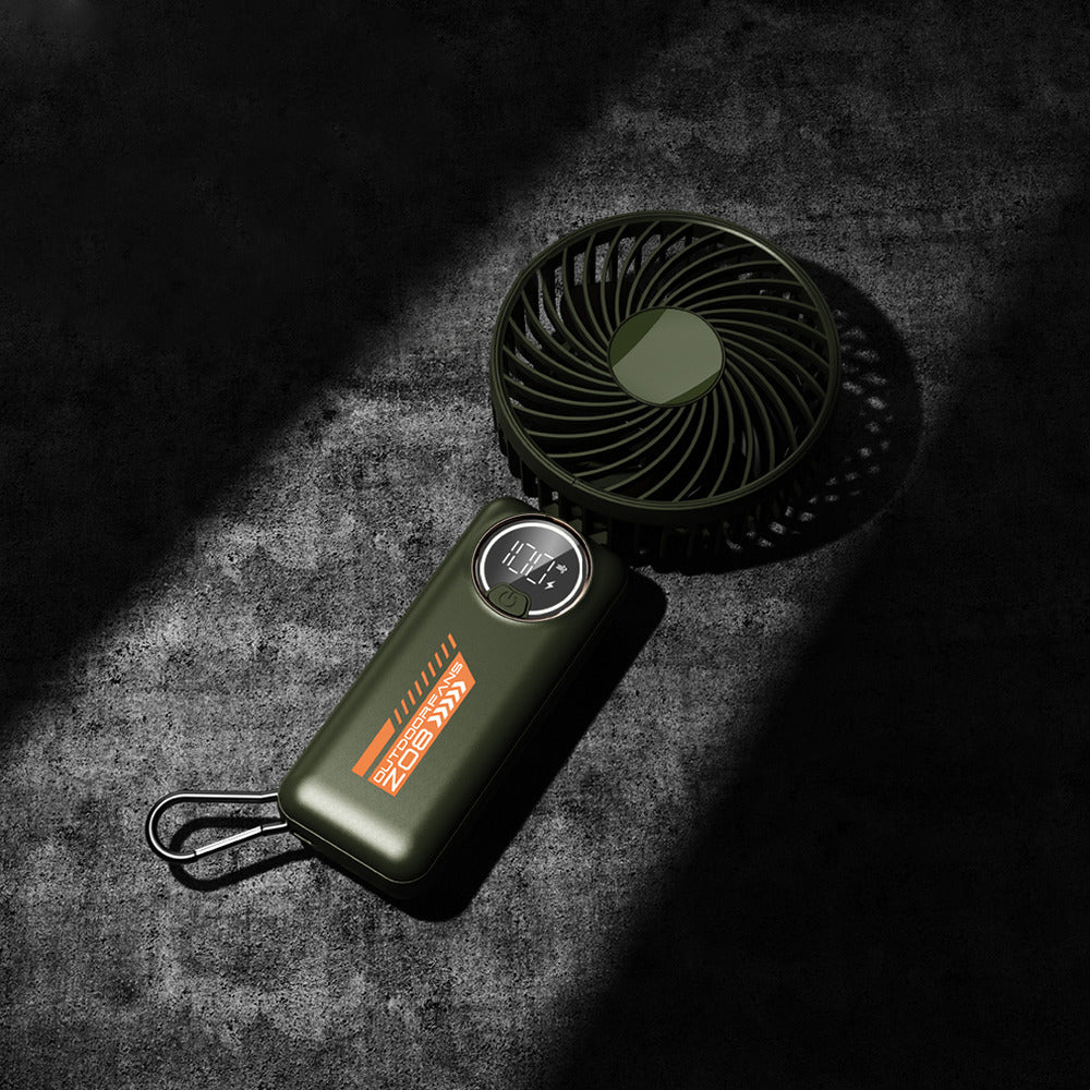 Techsuit Premium Mini Hand Fan (Z8), with LED Digital Display, USB-C Rechargeable, 3 Wind Speeds, 2A, 3600mAh, Bej