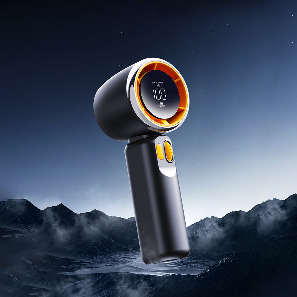 Techsuit Premium Portable Mini Fan (Z11), with LED Digital Display, USB-C Rechargeable, 100 Wind Speeds, Negru
