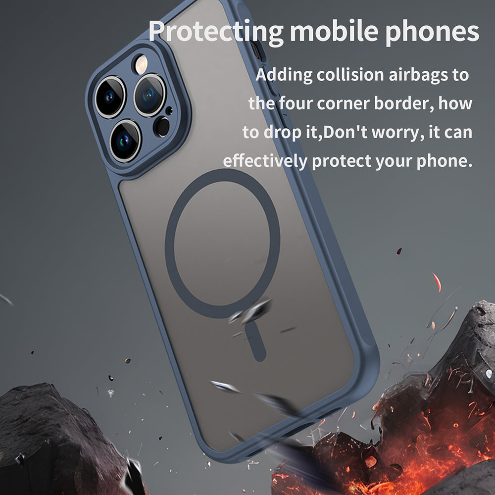 Husa de protectie Techsuit HaloFrost II MagSafe compatibil cu iPhone 14 Pro, Bleumarin