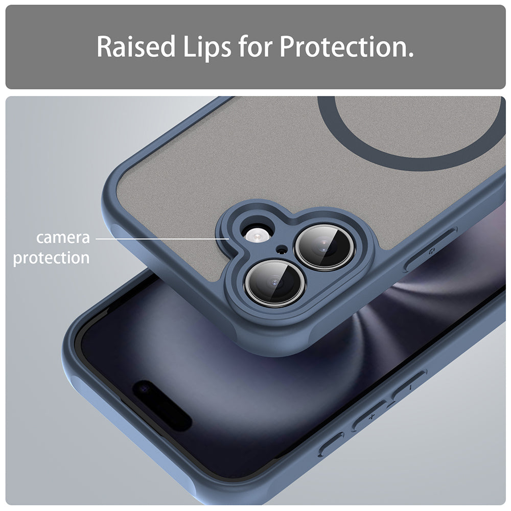 Husa de protectie Techsuit HaloFrost II MagSafe compatibil cu iPhone 16, Bleumarin