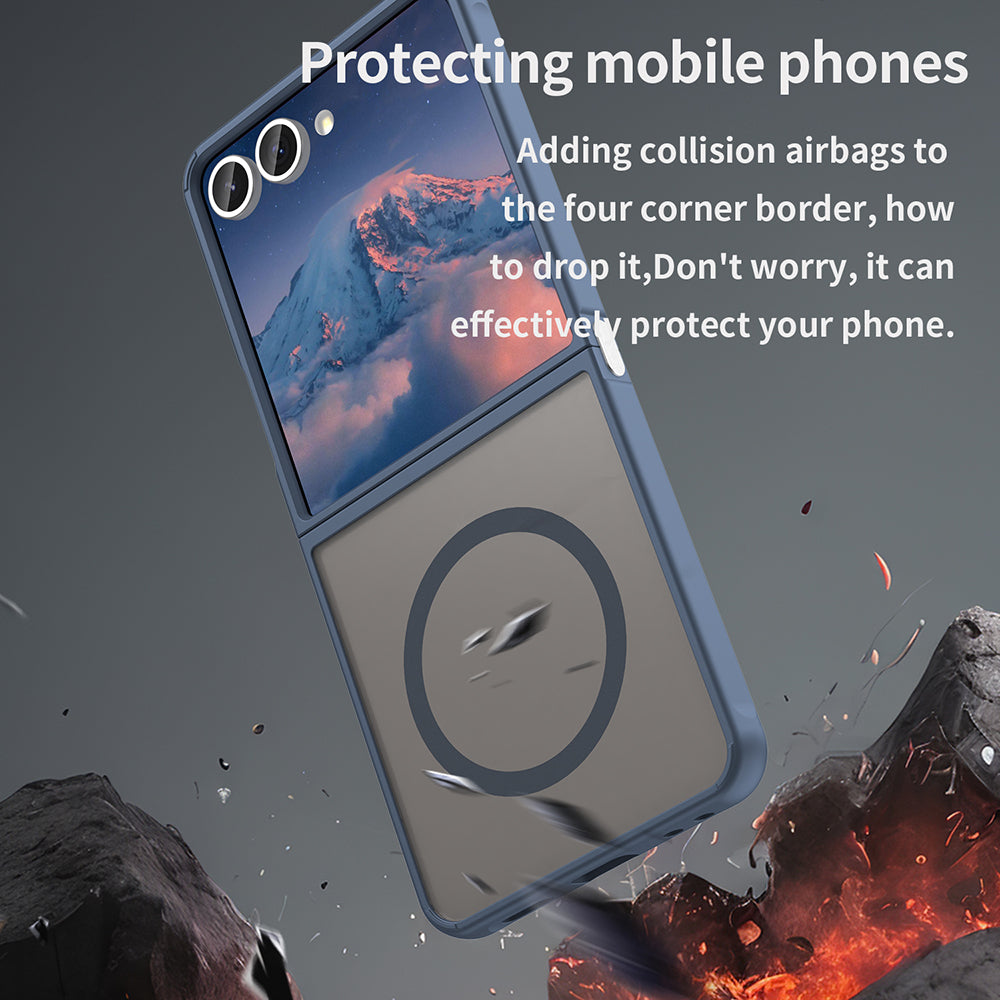 Husa de protectie Techsuit HaloFrost II MagSafe compatibil cu Samsung Galaxy Z Flip7, Bleumarin