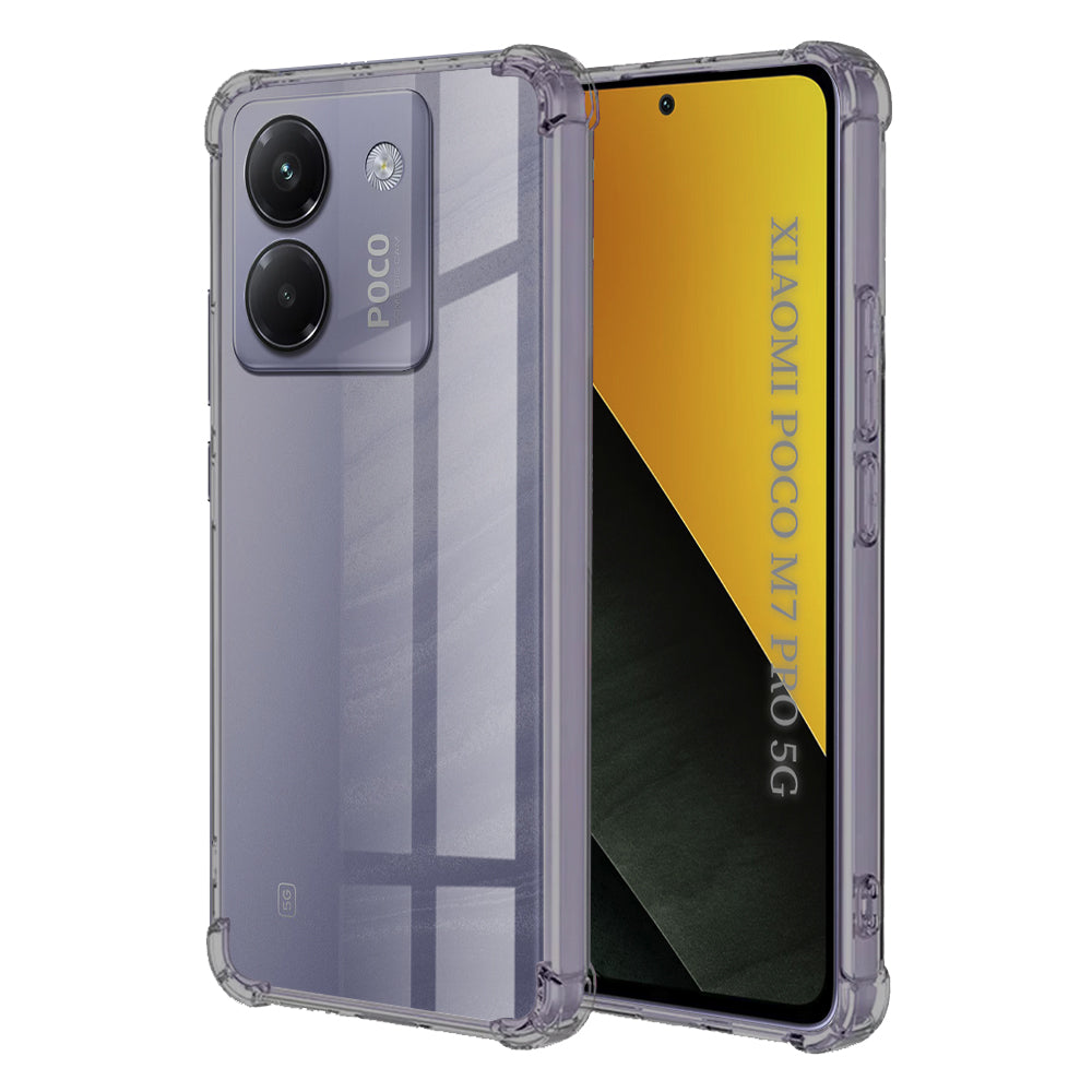 Husa de protectie Techsuit Shockproof Clear Silicone compatibil cu Xiaomi Poco M7 Pro 5G, Negru Fumuriu