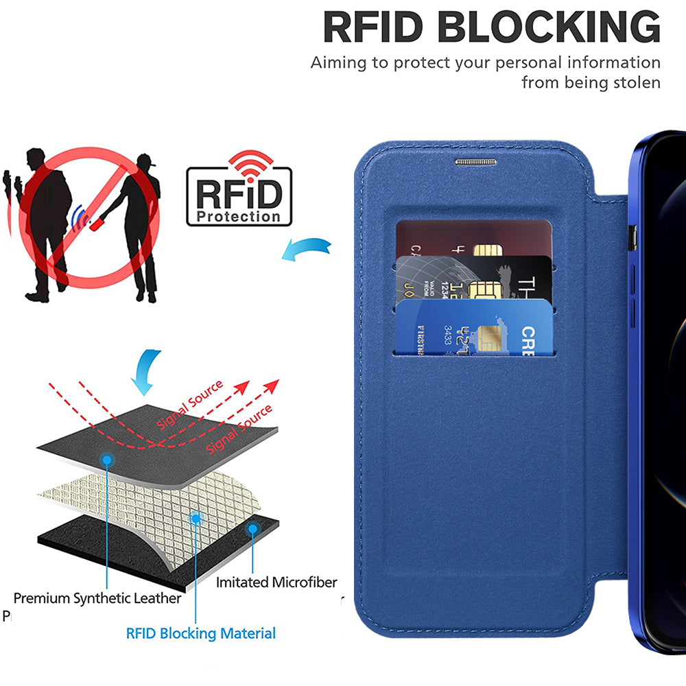 Husa de protectie Techsuit SmartMag Book compatibil cu iPhone 12 Pro Max, Albastru