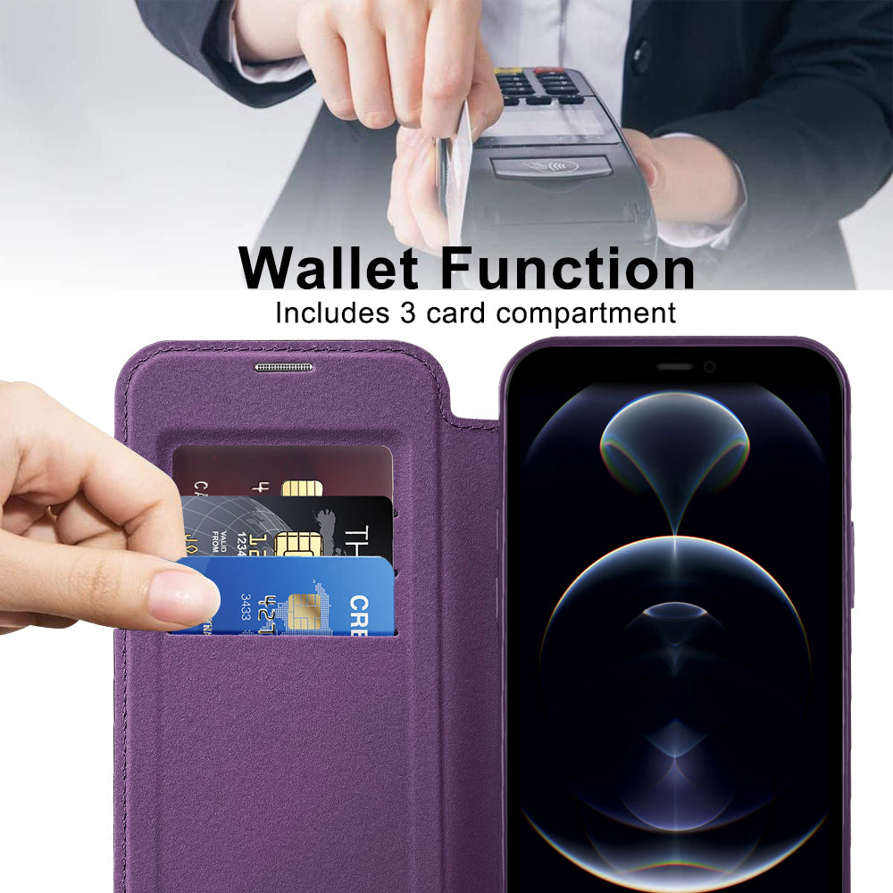 Husa de protectie Techsuit SmartMag Book compatibil cu iPhone 12 Pro Max, Mov