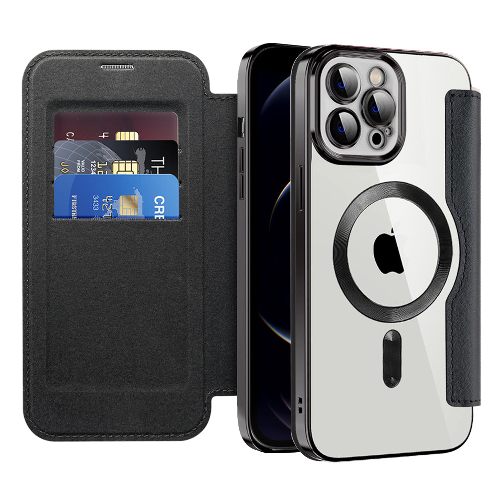 Husa de protectie Techsuit SmartMag Book compatibil cu iPhone 12 Pro, Negru