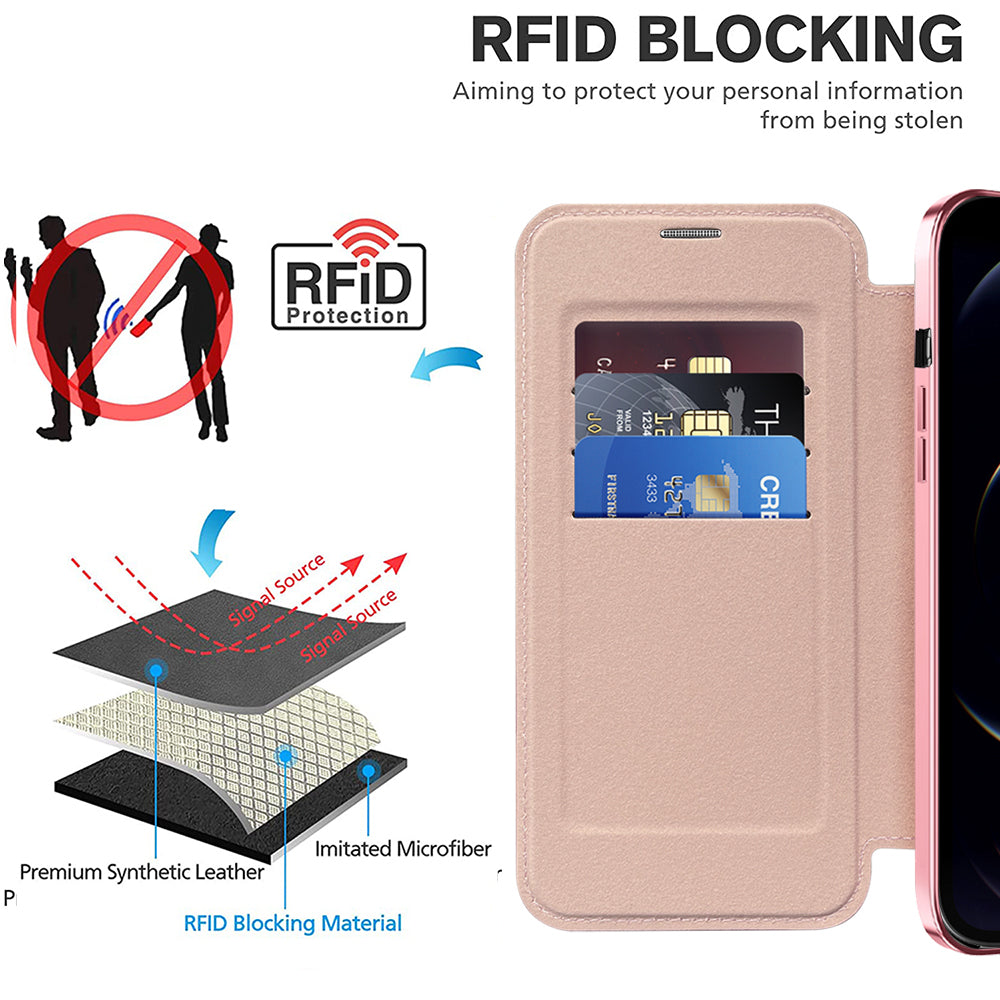 Husa de protectie Techsuit SmartMag Book compatibil cu iPhone 12 Pro, Roz