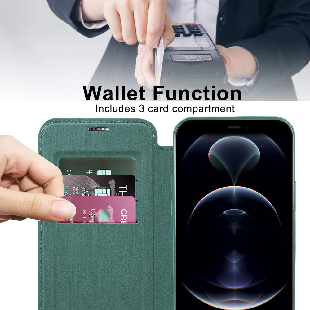 Husa de protectie Techsuit SmartMag Book compatibil cu iPhone 12 Pro, Verde