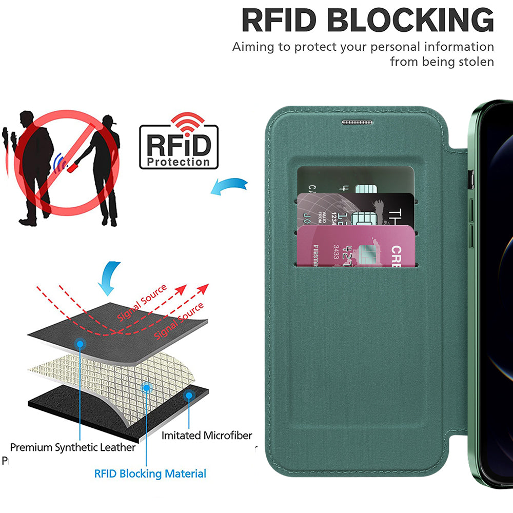 Husa de protectie Techsuit SmartMag Book compatibil cu iPhone 12 Pro, Verde