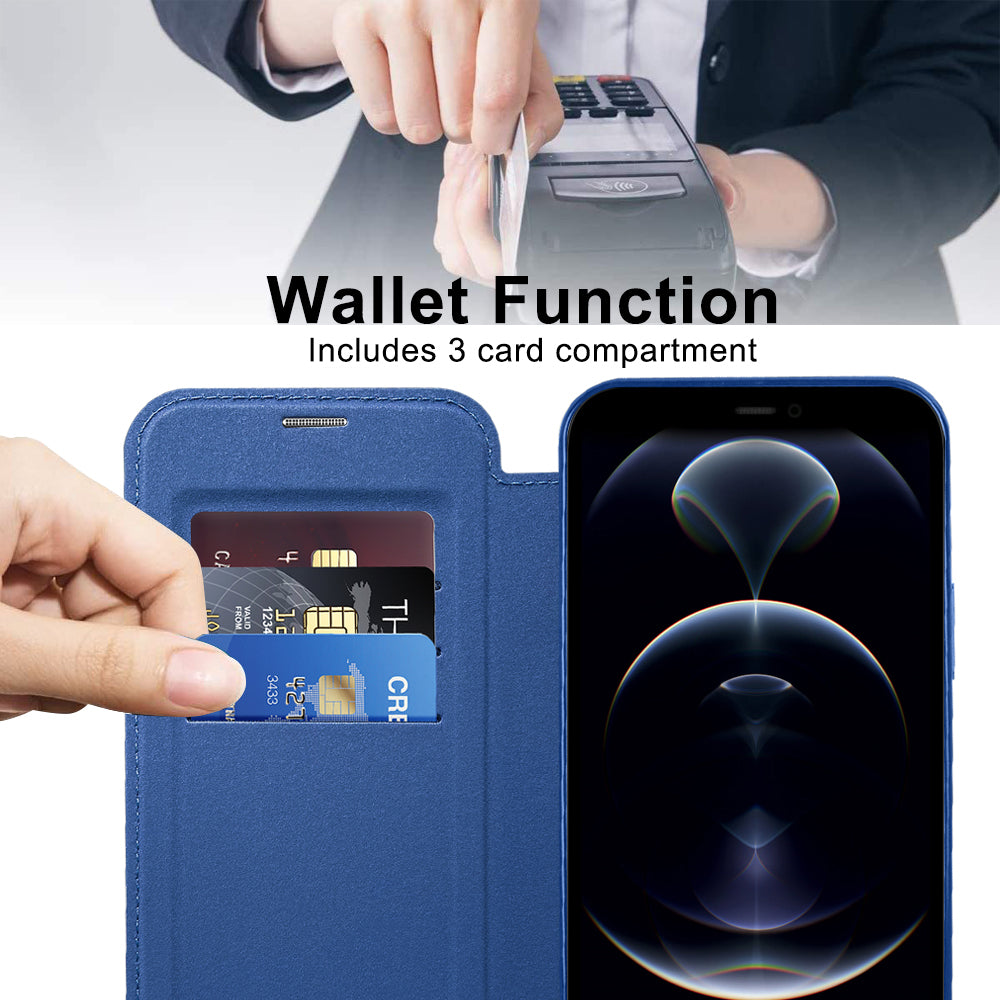 Husa de protectie Techsuit SmartMag Book compatibil cu iPhone 12 Pro, Albastru