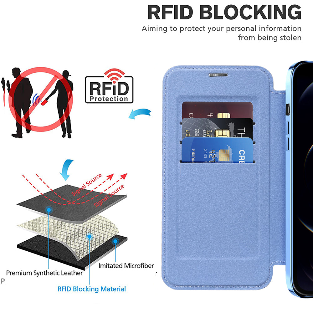 Husa de protectie Techsuit SmartMag Book compatibil cu iPhone 12 Pro, Albastru Deschis