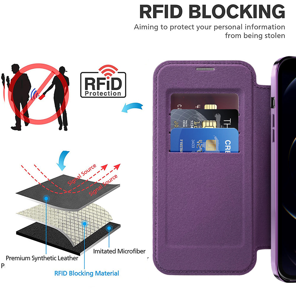 Husa de protectie Techsuit SmartMag Book compatibil cu iPhone 12 Pro, Mov