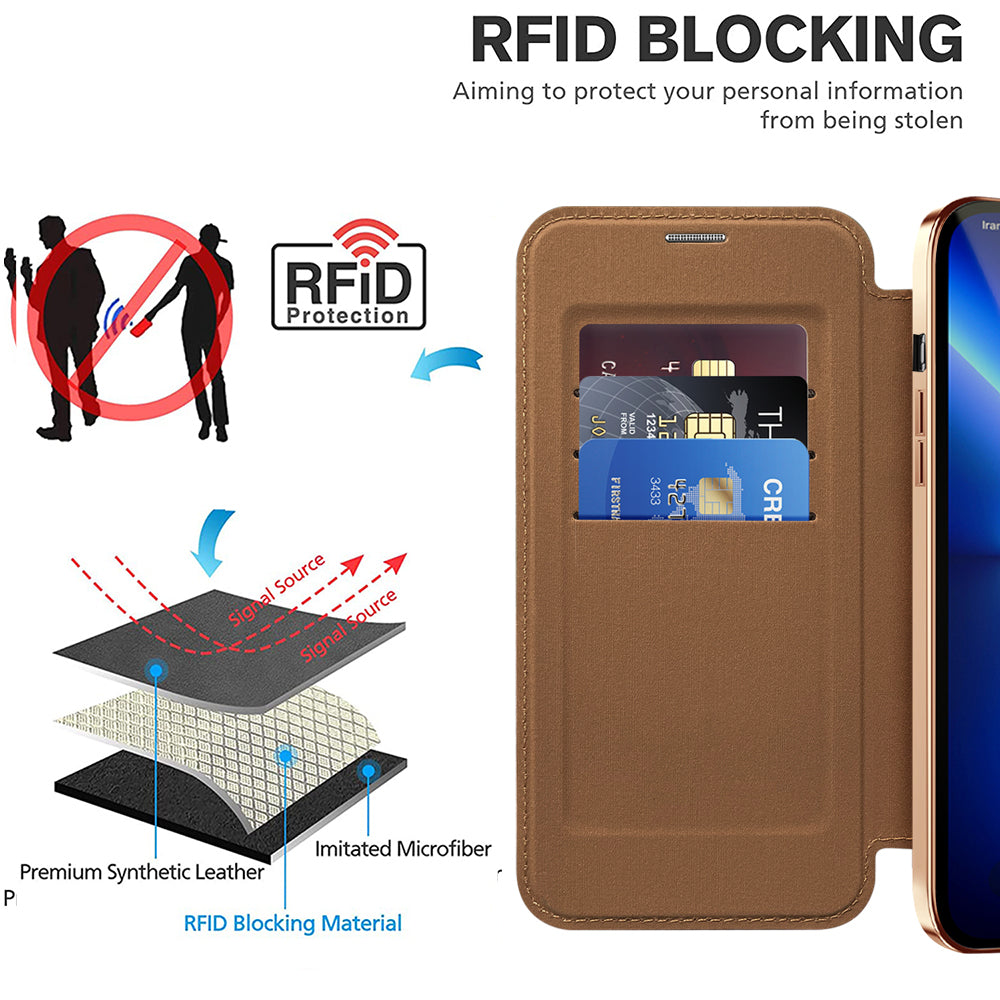 Husa de protectie Techsuit SmartMag Book compatibil cu iPhone 13 Pro, Maro