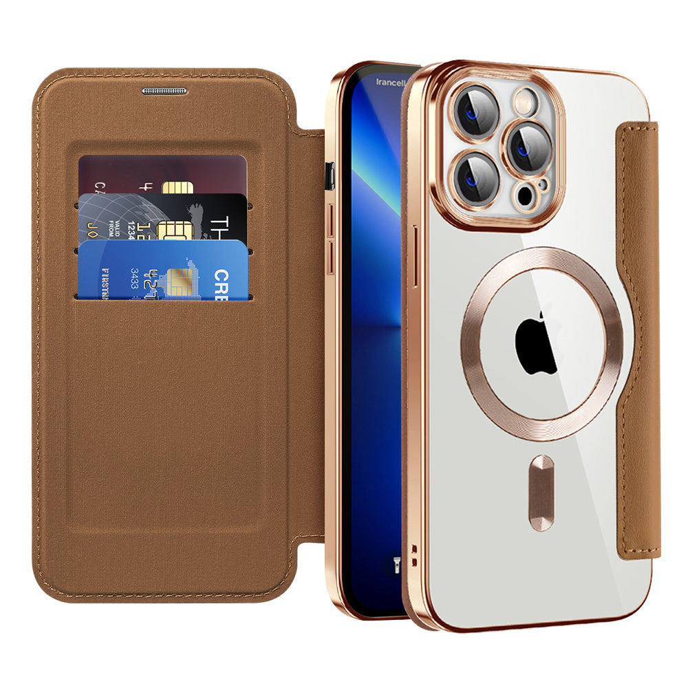 Husa de protectie Techsuit SmartMag Book compatibil cu iPhone 13 Pro, Maro