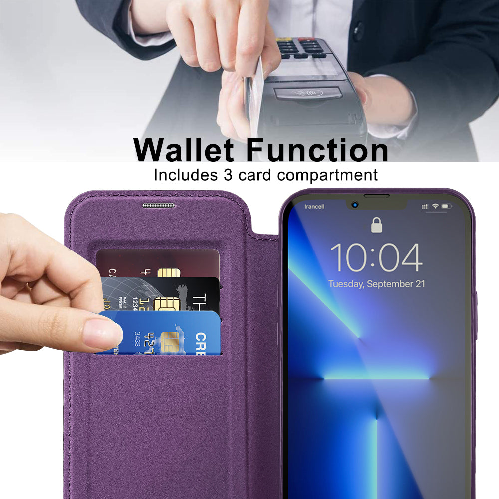 Husa de protectie Techsuit SmartMag Book compatibil cu iPhone 13 Pro, Mov