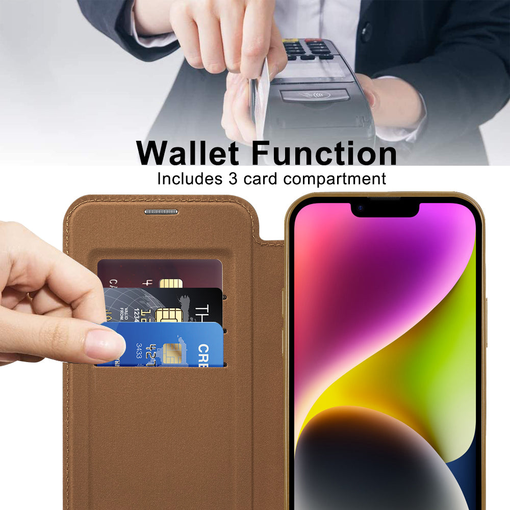 Husa de protectie Techsuit SmartMag Book compatibil cu iPhone 14, Maro