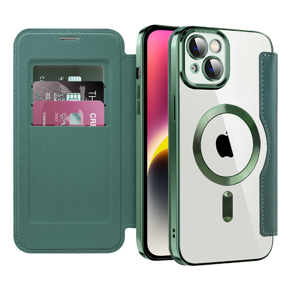 Husa de protectie Techsuit SmartMag Book compatibil cu iPhone 14, Verde