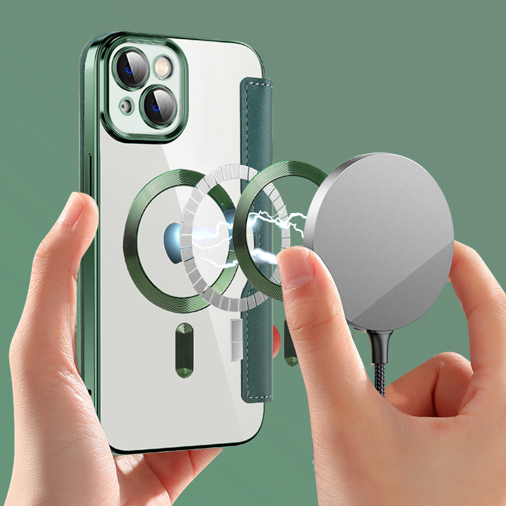 Husa de protectie Techsuit SmartMag Book compatibil cu iPhone 14, Verde