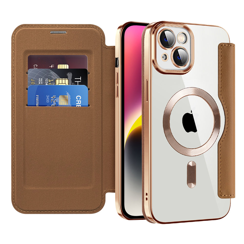 Husa de protectie Techsuit SmartMag Book compatibil cu iPhone 14 Plus, Maro