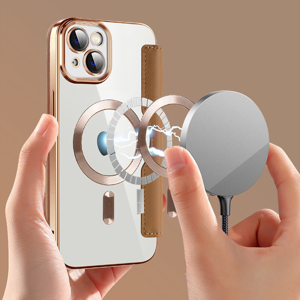 Husa de protectie Techsuit SmartMag Book compatibil cu iPhone 14 Plus, Maro