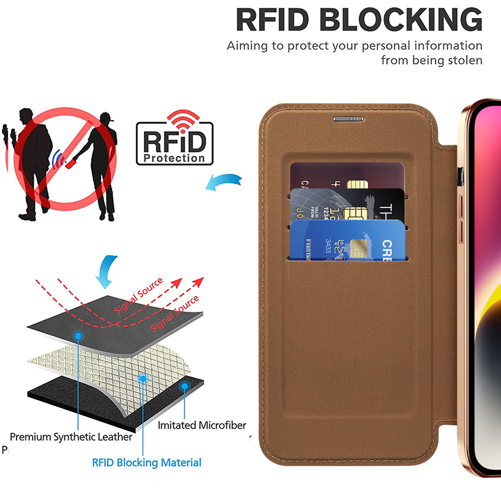 Husa de protectie Techsuit SmartMag Book compatibil cu iPhone 14 Plus, Maro
