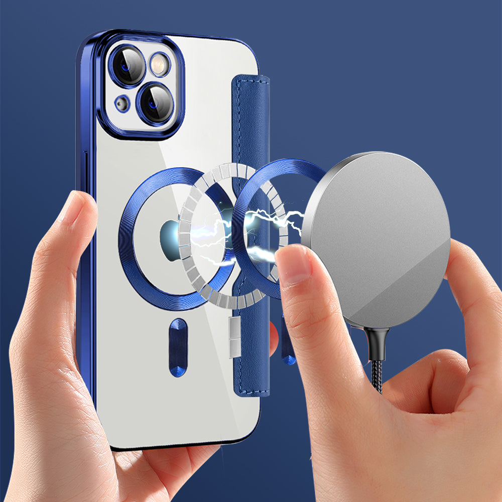 Husa de protectie Techsuit SmartMag Book compatibil cu iPhone 14 Plus, Albastru