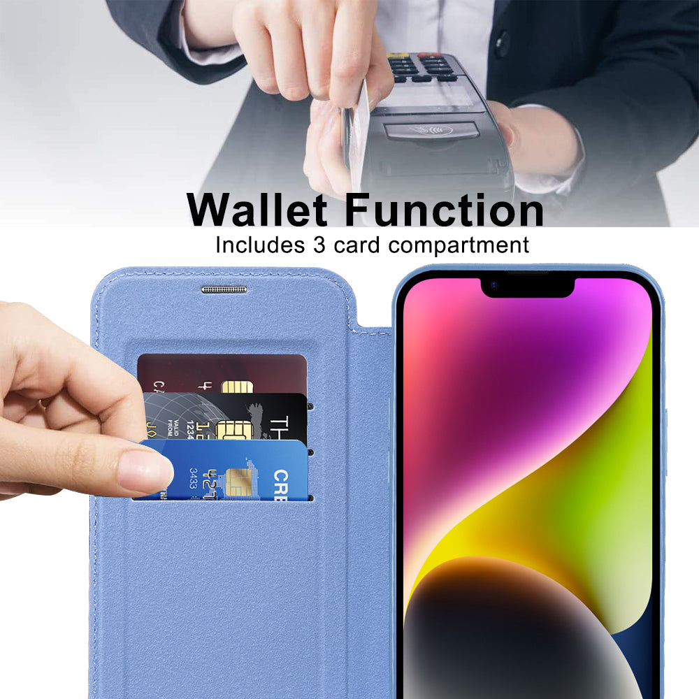 Husa de protectie Techsuit SmartMag Book compatibil cu iPhone 14 Plus, Albastru Deschis