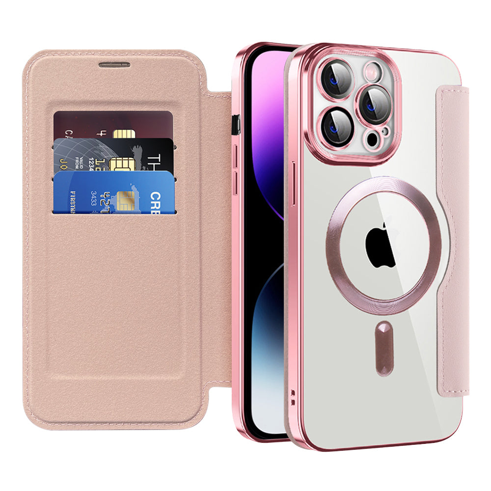 Husa de protectie Techsuit SmartMag Book compatibil cu iPhone 14 Pro Max, Roz