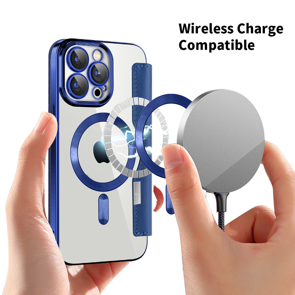 Husa de protectie Techsuit SmartMag Book compatibil cu iPhone 15 Pro, Albastru