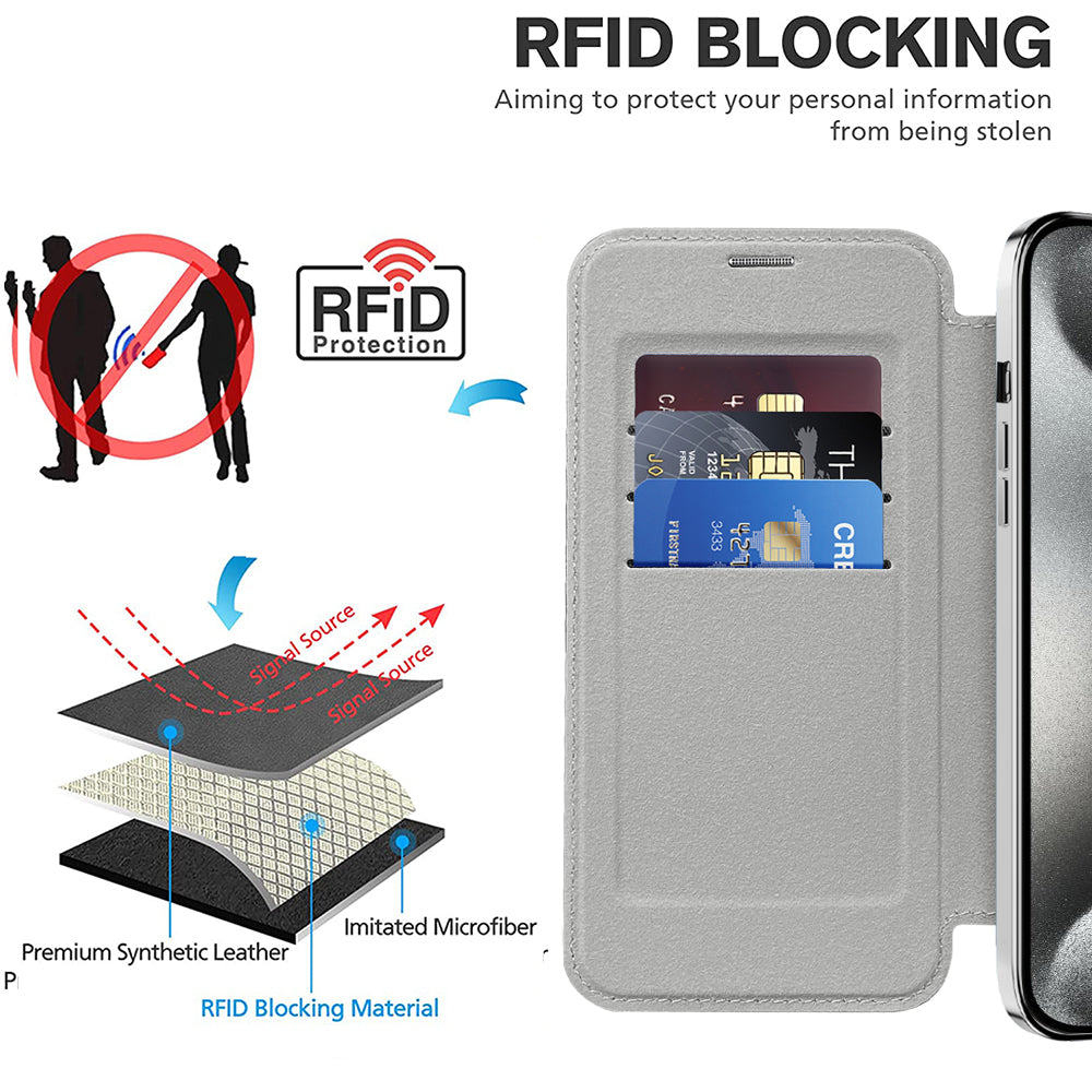 Husa de protectie Techsuit SmartMag Book compatibil cu iPhone 15 Pro, Gri