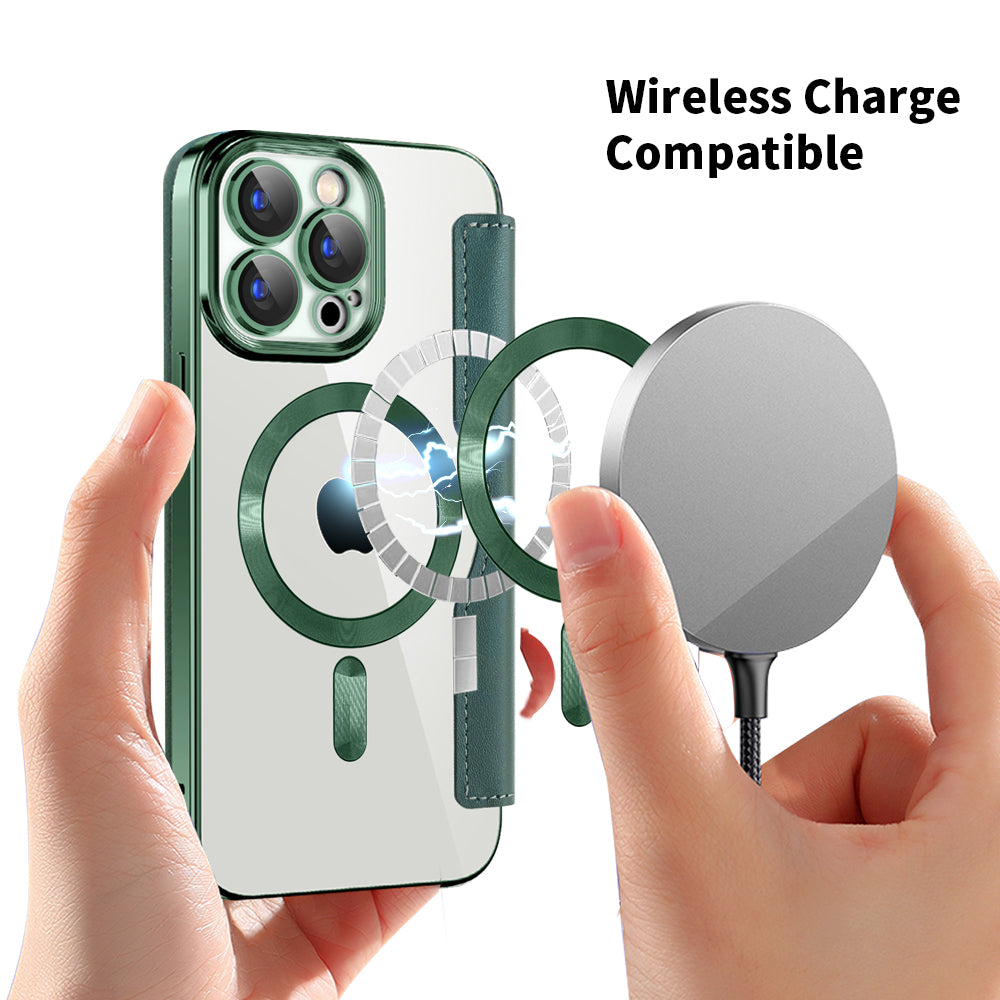 Husa de protectie Techsuit SmartMag Book compatibil cu iPhone 15 Pro Max, Verde