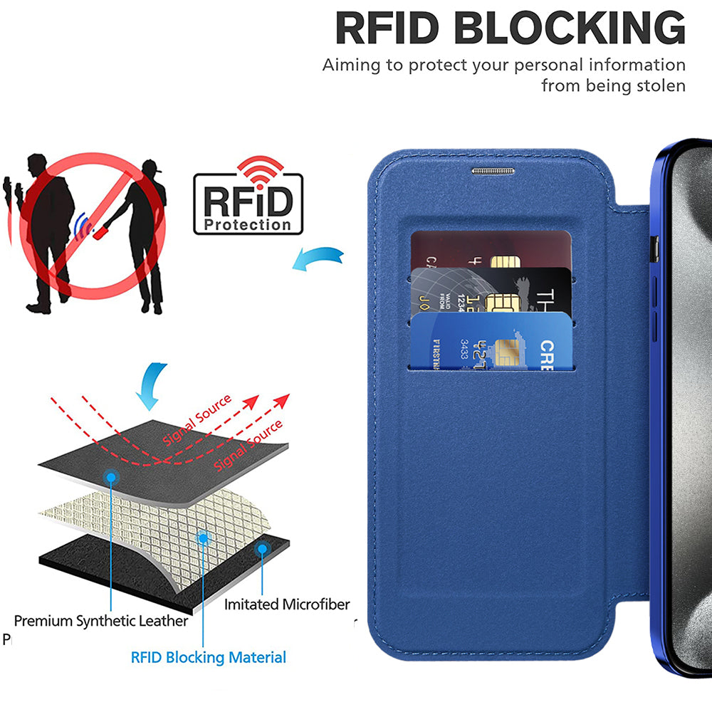 Husa de protectie Techsuit SmartMag Book compatibil cu iPhone 15 Pro Max, Albastru