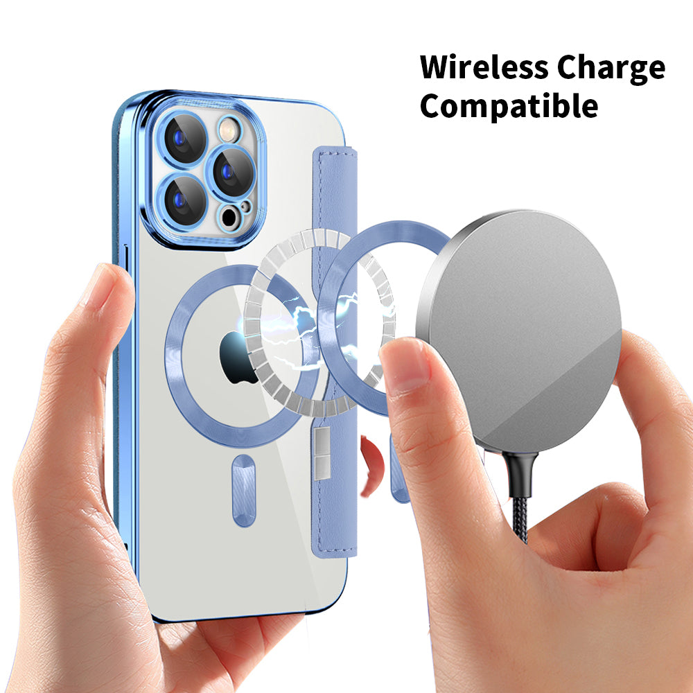 Husa de protectie Techsuit SmartMag Book compatibil cu iPhone 15 Pro Max, Albastru Deschis