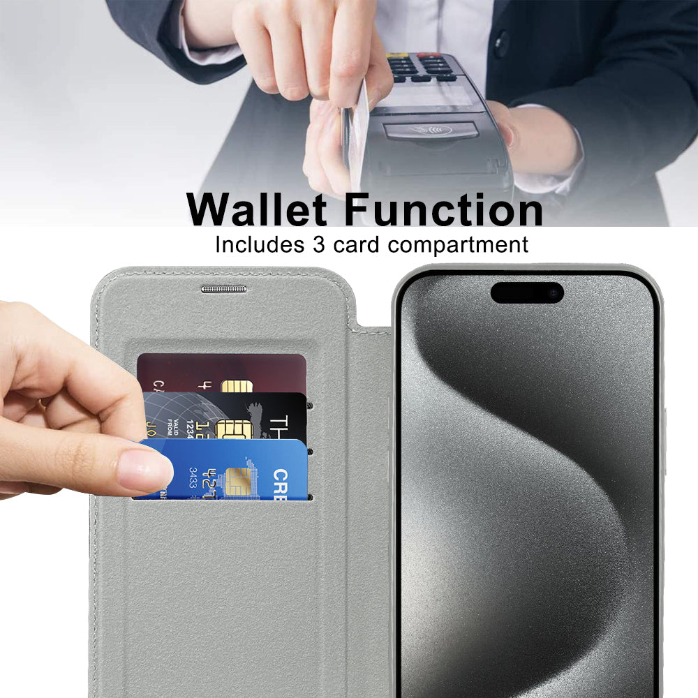 Husa de protectie Techsuit SmartMag Book compatibil cu iPhone 15 Pro Max, Gri