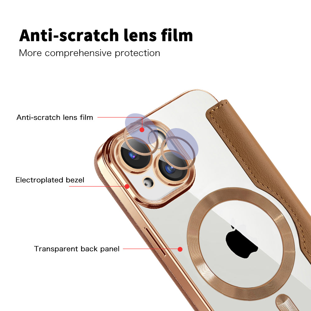 Husa de protectie Techsuit SmartMag Book compatibil cu iPhone 15, Maro