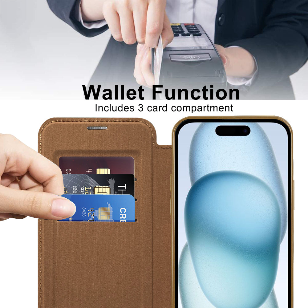 Husa de protectie Techsuit SmartMag Book compatibil cu iPhone 15, Maro