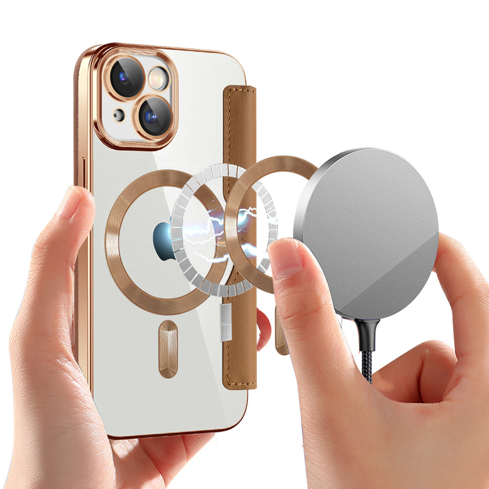 Husa de protectie Techsuit SmartMag Book compatibil cu iPhone 15, Maro