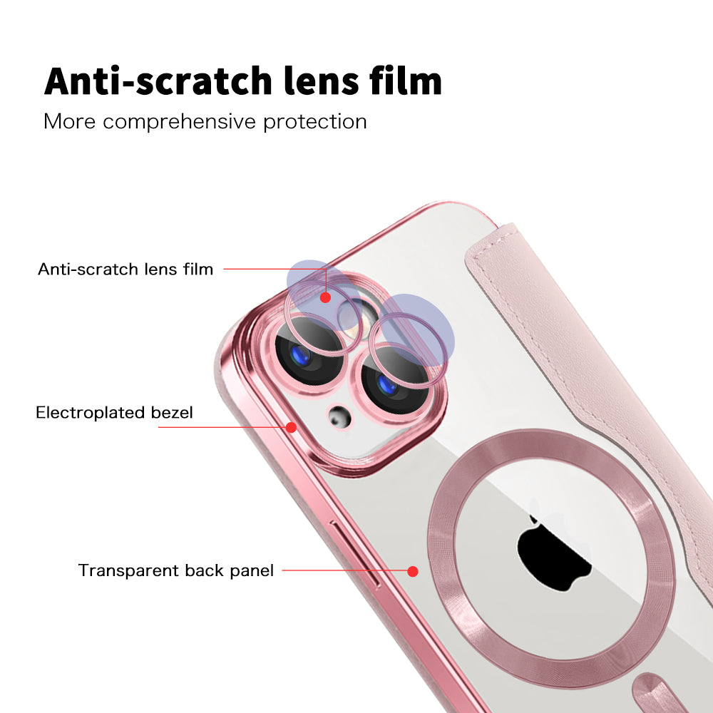 Husa de protectie Techsuit SmartMag Book compatibil cu iPhone 15 Plus, Roz