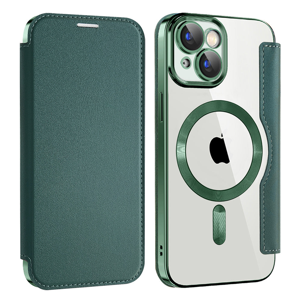 Husa de protectie Techsuit SmartMag Book compatibil cu iPhone 15 Plus, Verde