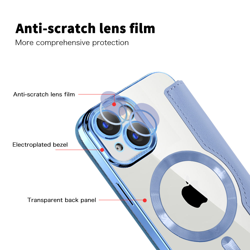 Husa de protectie Techsuit SmartMag Book compatibil cu iPhone 15 Plus, Albastru Deschis