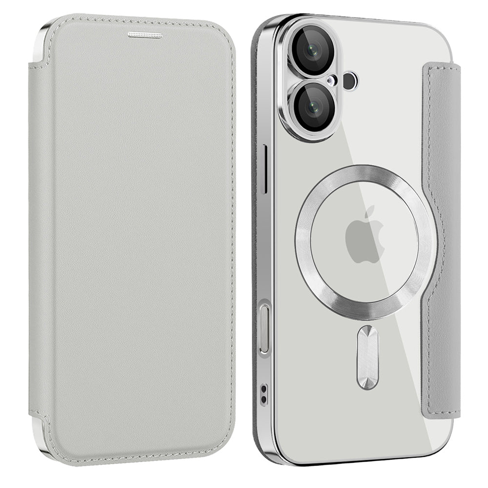 Husa de protectie Techsuit SmartMag Book compatibil cu iPhone 16, Gri