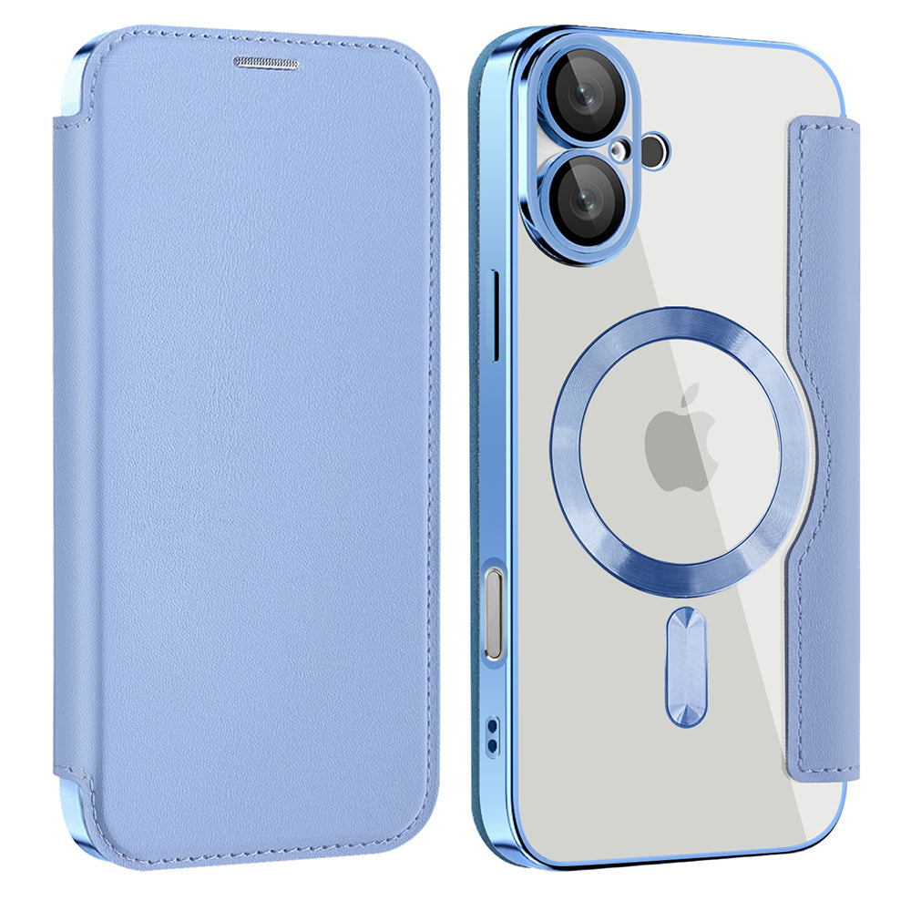 Husa de protectie Techsuit SmartMag Book compatibil cu iPhone 16 Plus, Albastru Deschis