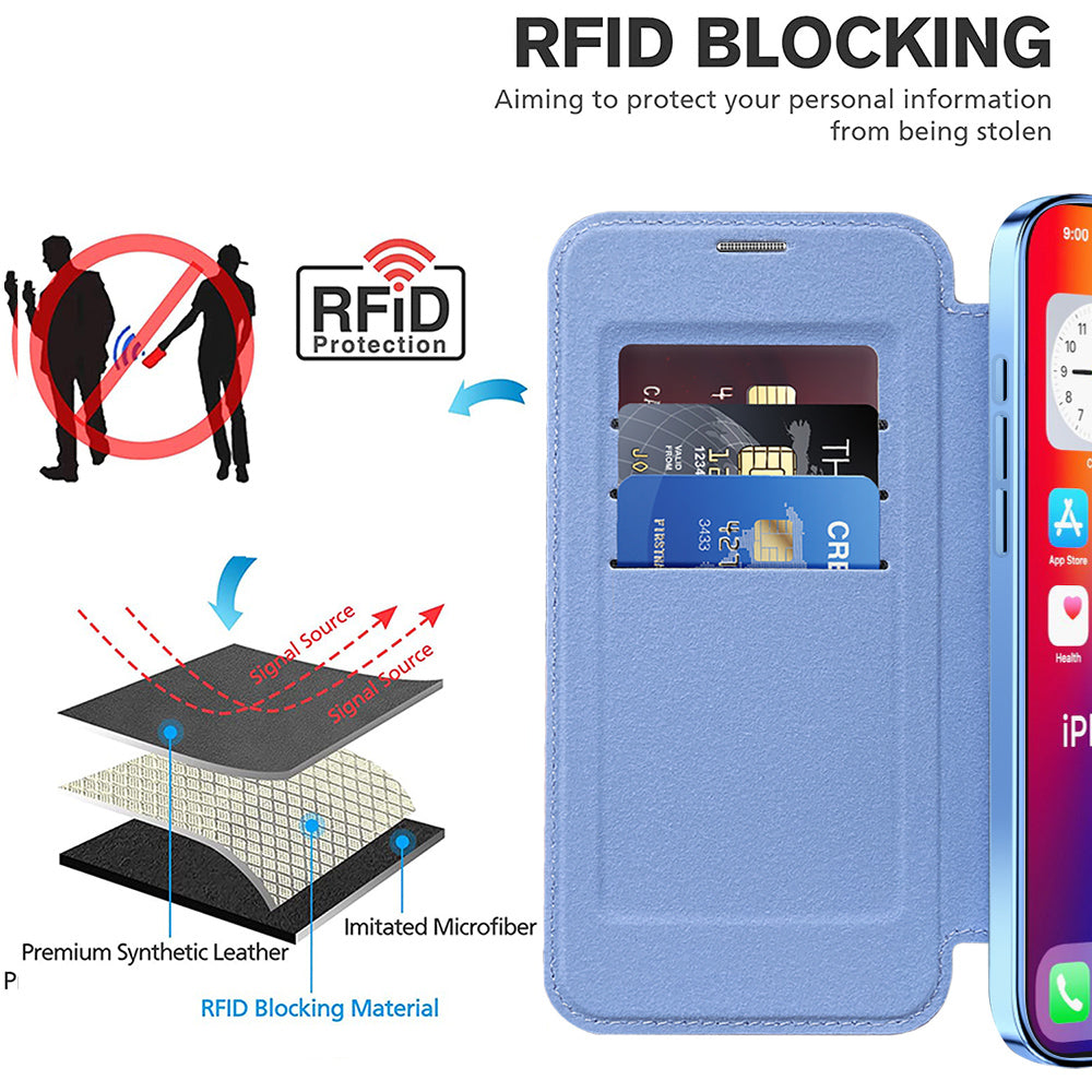 Husa de protectie Techsuit SmartMag Book compatibil cu iPhone 16 Plus, Albastru Deschis